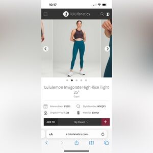 Lululemon Invigorate HR right 25”